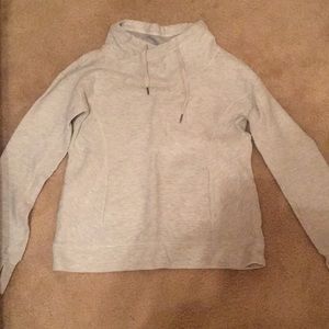 Cowl neck ribbed sweatshirt